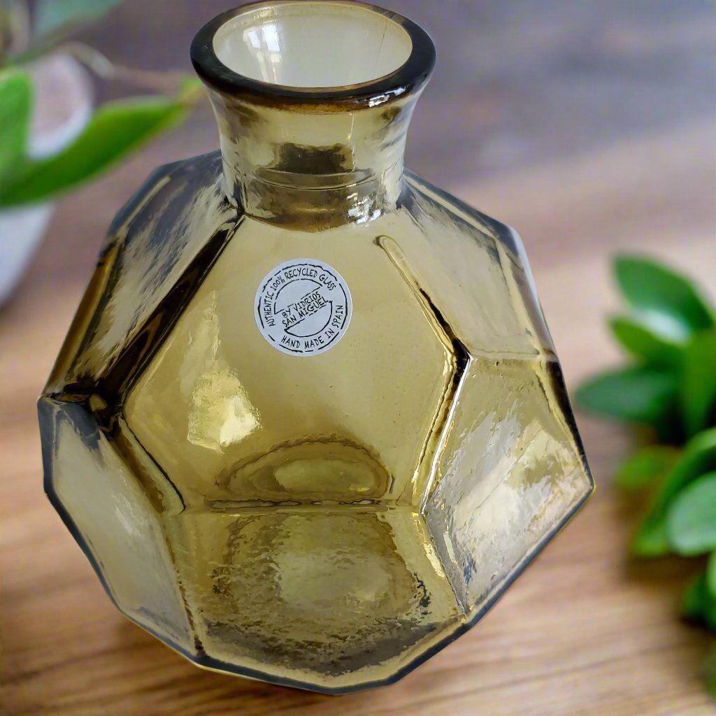 8" Amber Recycled Glass Vase - Tamayne's Decor & Events
