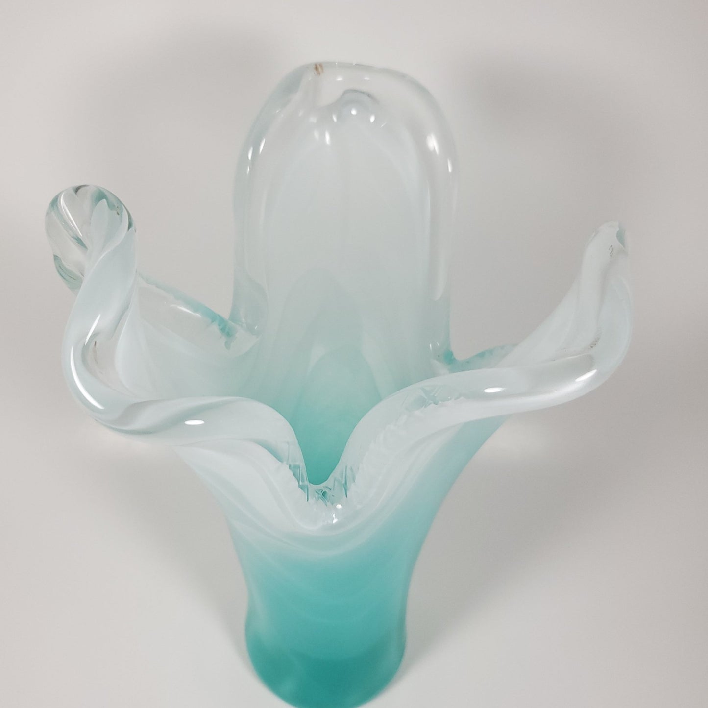 Aqua blue Handkerchief Vintage Glass Vase - Tamayne's Decor & Events