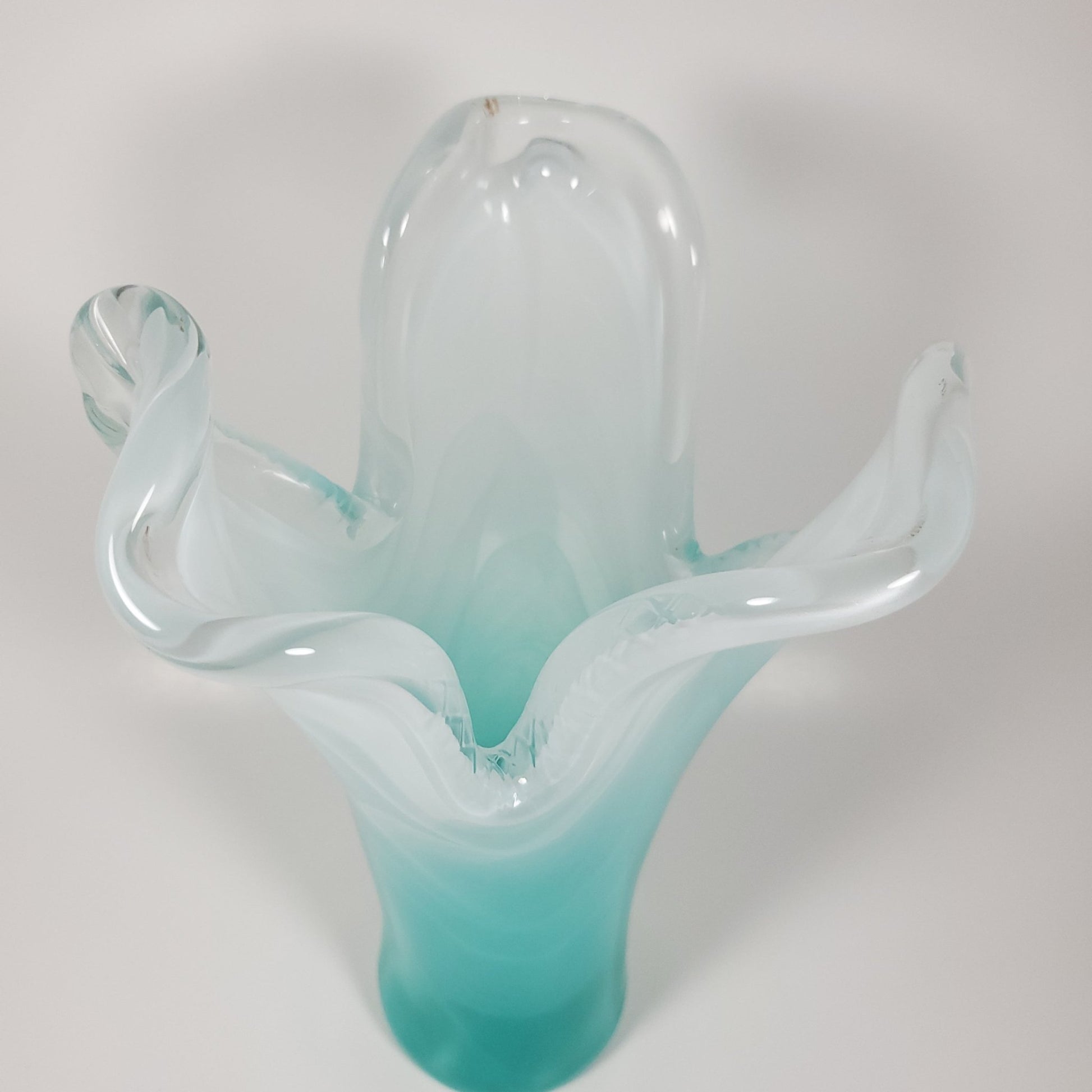 Aqua blue Handkerchief Vintage Glass Vase - Tamayne's Decor & Events