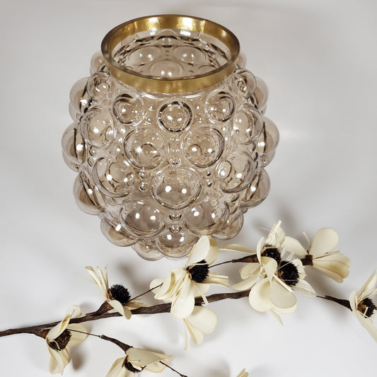 Bubble glass vase with gold rim - Tamayne's Decor & Events