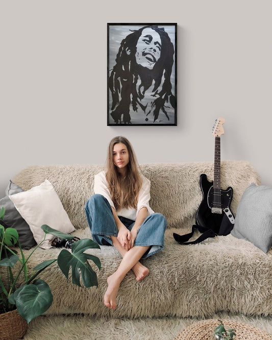 Grey Scale Modern Bob Marley Painting - Tamayne's Decor & Events