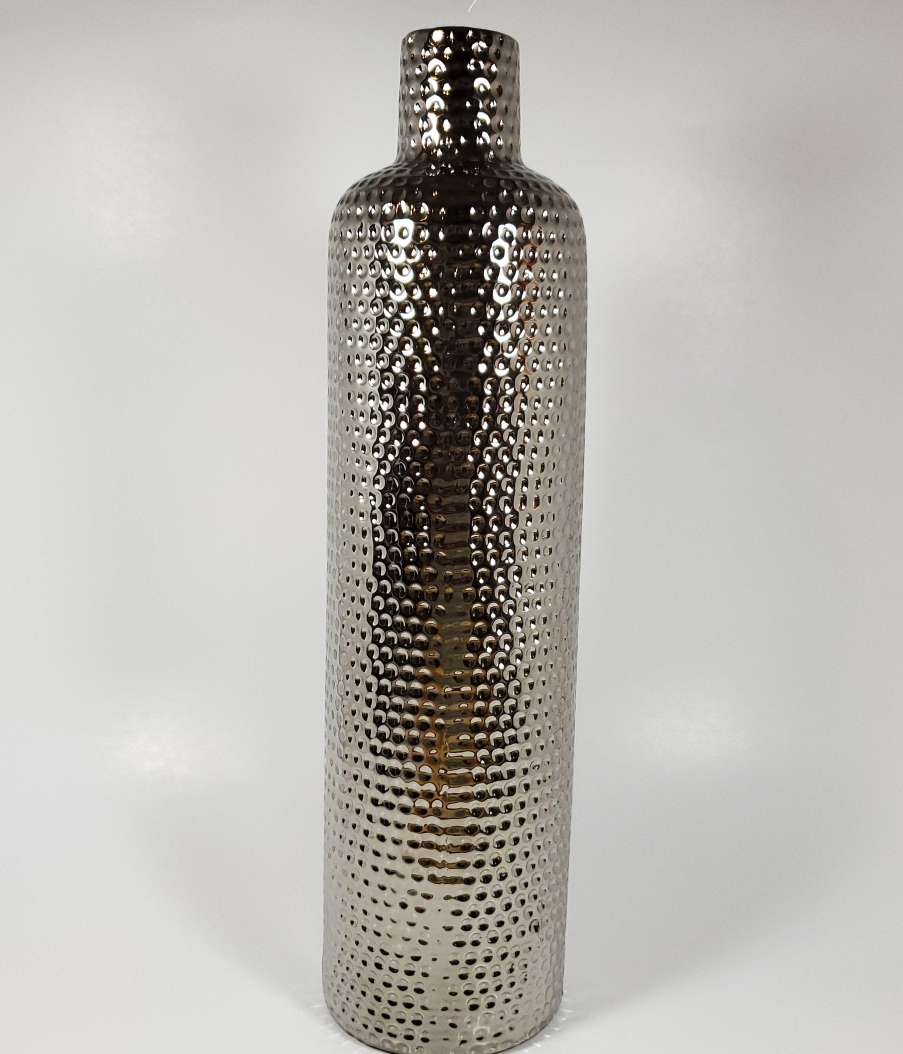 Hammered Texture Silver Ceramic Vase - Tamayne's Decor & Events
