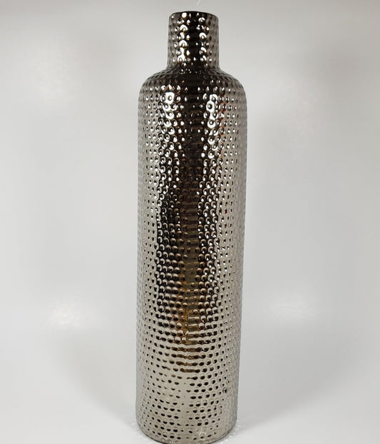 Hammered Texture Silver Ceramic Vase - Tamayne's Decor & Events