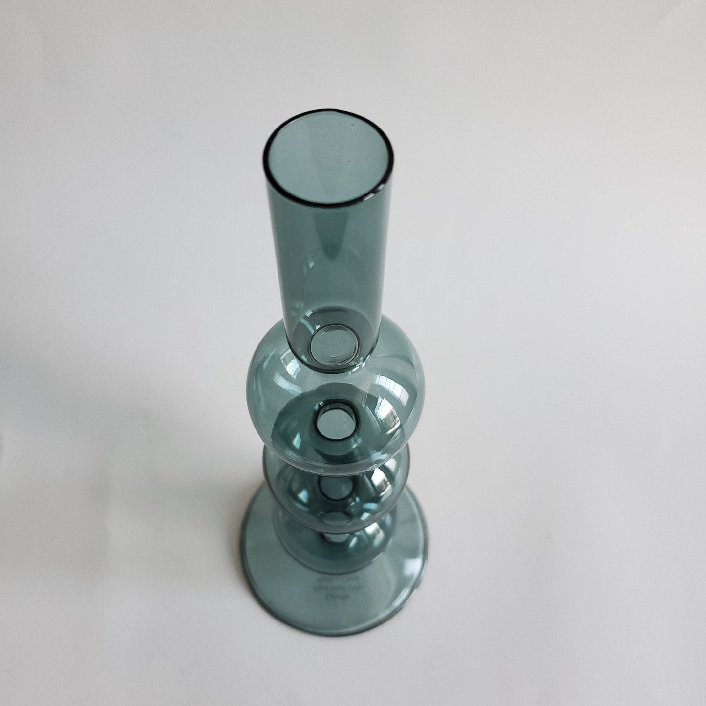 Teal volute tapered candle holder set of 2 top view
